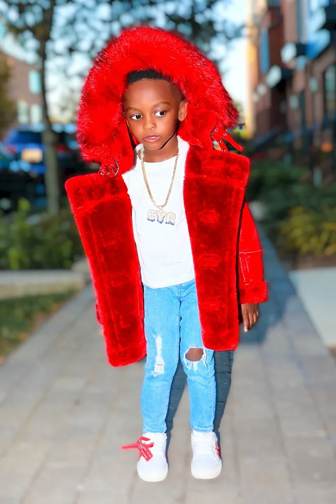 Kids Denali Shearling Jacket - Red - JC91540K