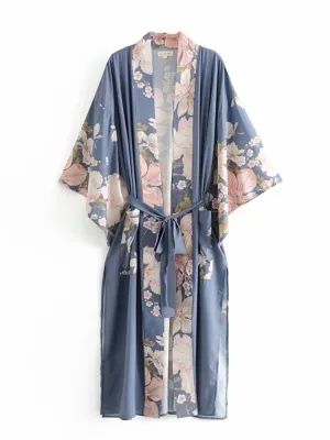 Long Kimono Peacock Blue