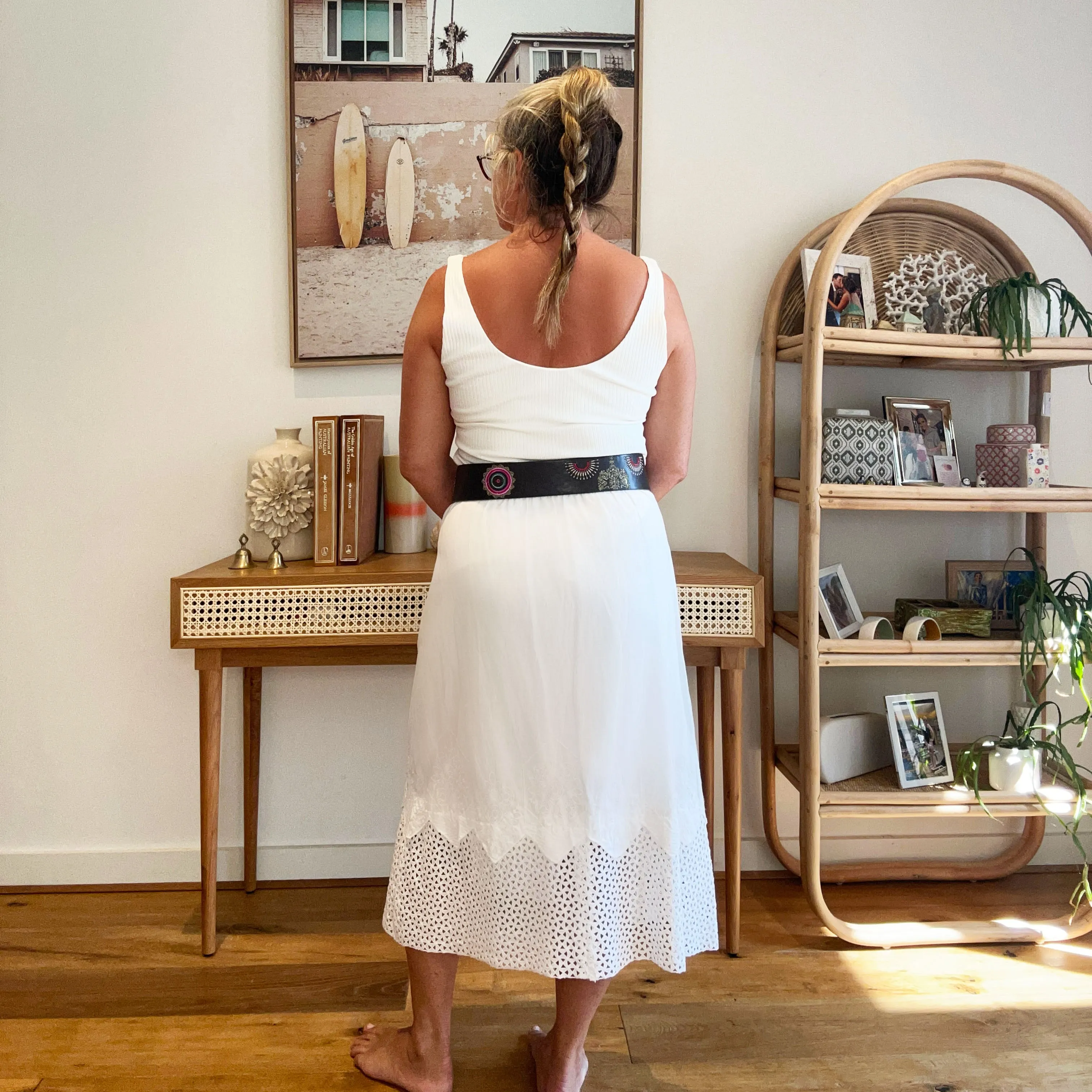 Luna White Linen Skirt