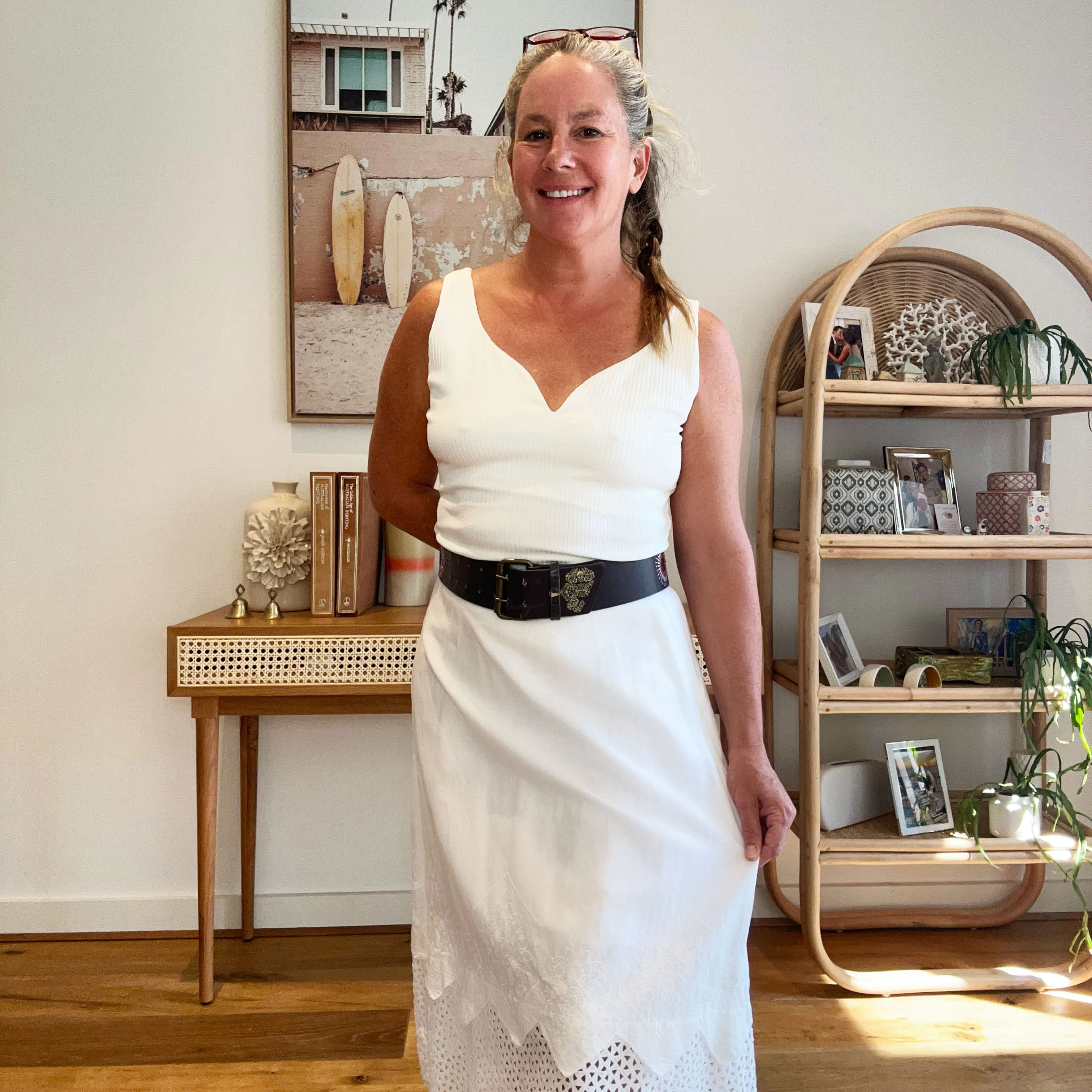 Luna White Linen Skirt