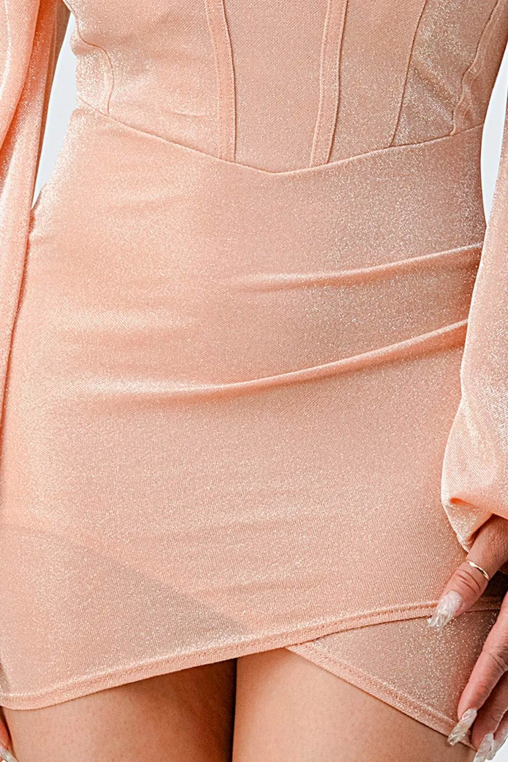 LUX CONTRAST OFF SHOULDER BODYCON MINI DRESS