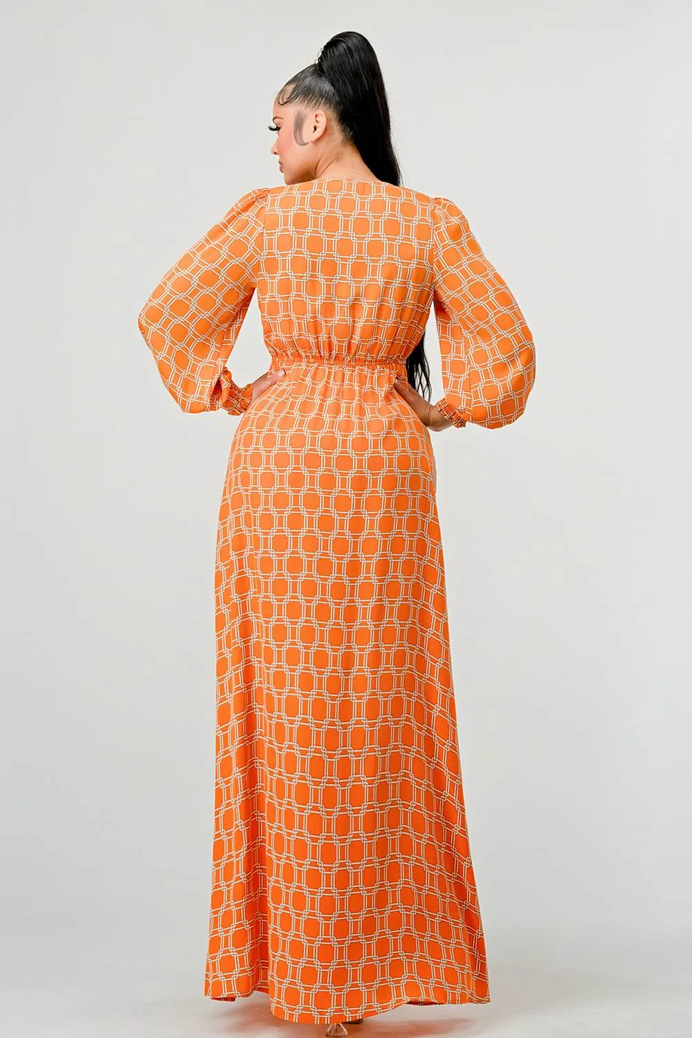 LUX WOOLDOBBY PRINT WAIST TIE MAXI KIMONO CARDIGAN