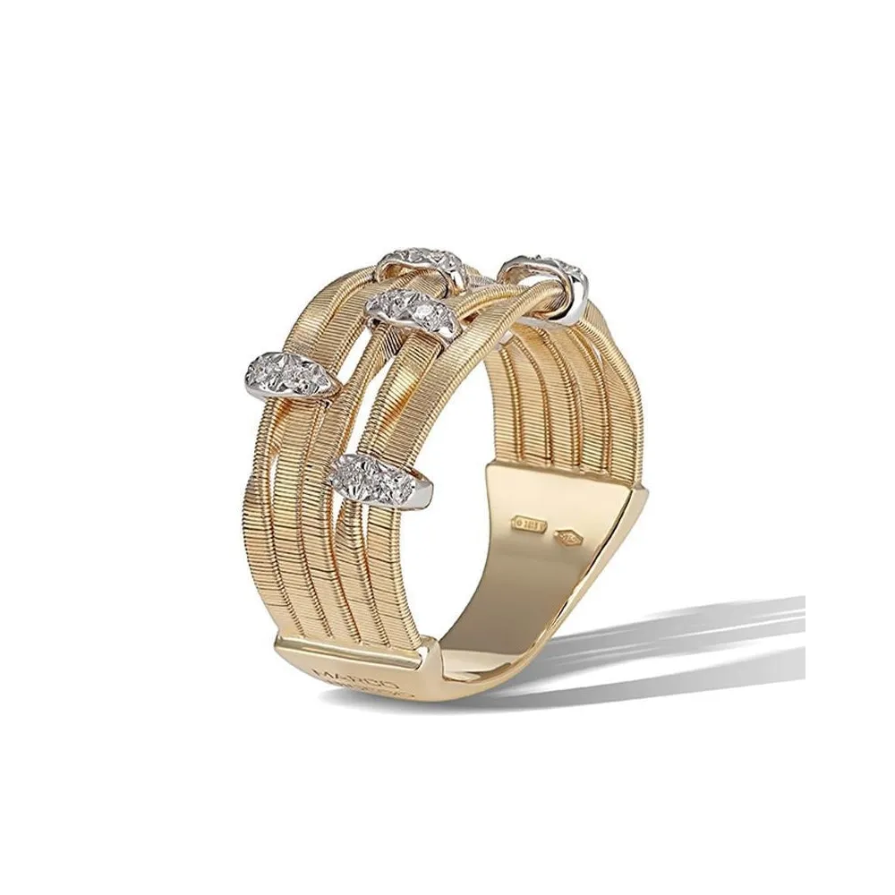 Marrakech Onde 5 strand Diamond Ring, Size 55 - Gold - AG340