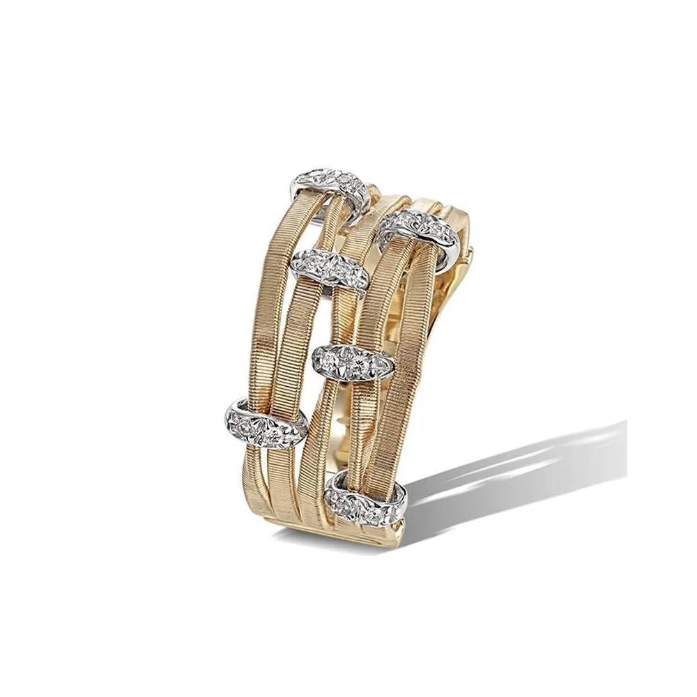 Marrakech Onde 5 strand Diamond Ring, Size 55 - Gold - AG340