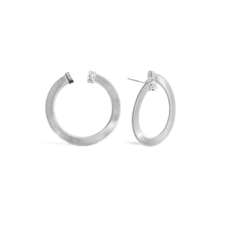 Masai Large Wrap Hoop Earrings - White Gold & Diamond - OG377-B-W