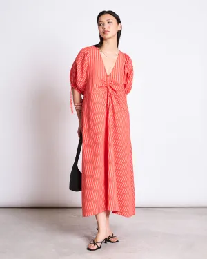 MAXI DRESS DANS CHERRY RED WHITE STRIPED