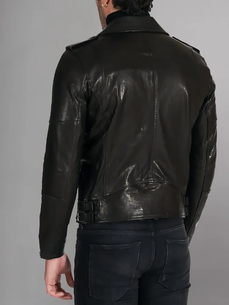 Mens Vintage Style Motorcycle Cafe Racer Genuine Leather Jacket