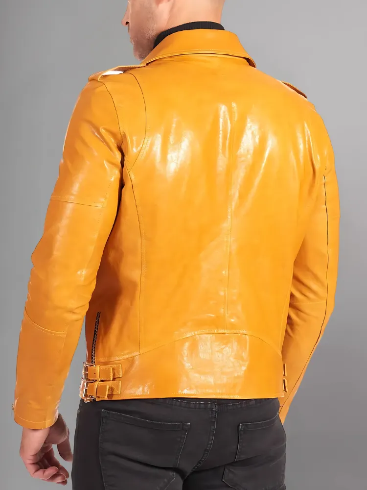 Mens Vintage Style Motorcycle Cafe Racer Genuine Leather Jacket