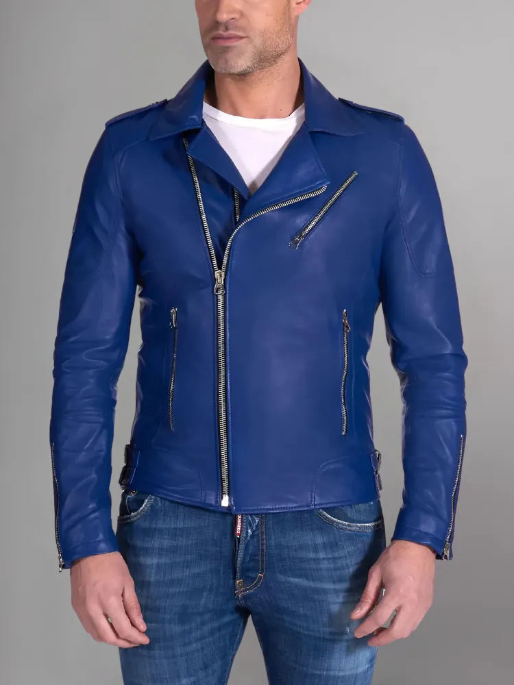 Mens Vintage Style Motorcycle Cafe Racer Genuine Leather Jacket