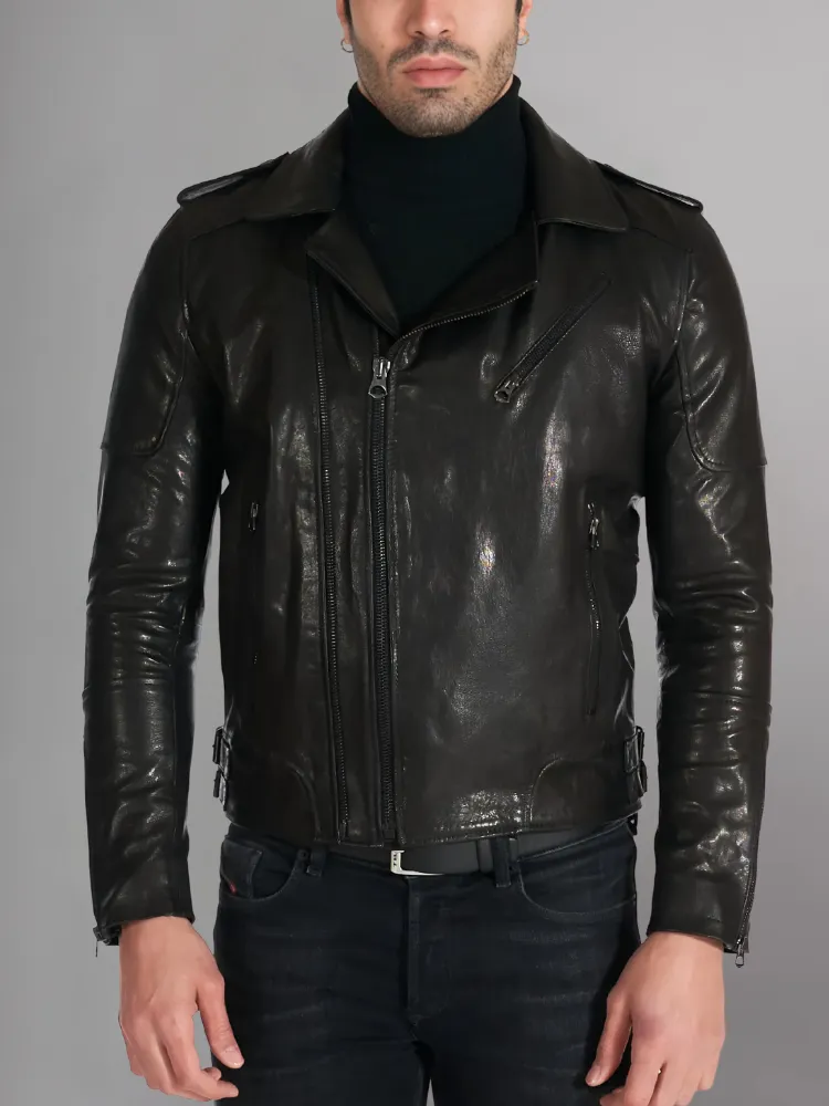 Mens Vintage Style Motorcycle Cafe Racer Genuine Leather Jacket