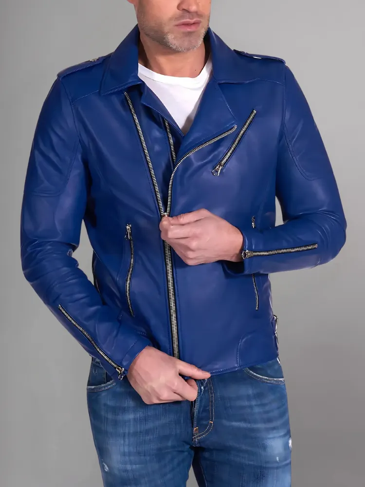 Mens Vintage Style Motorcycle Cafe Racer Genuine Leather Jacket