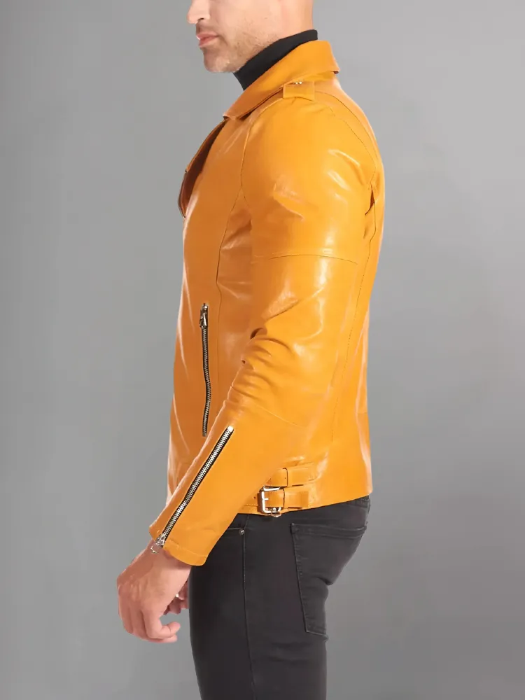 Mens Vintage Style Motorcycle Cafe Racer Genuine Leather Jacket