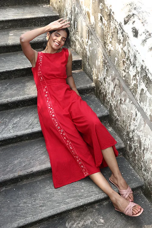 Okhai "Supernova" Hand-Embroidered Mirrorwork Pure Cotton Jumpsuit
