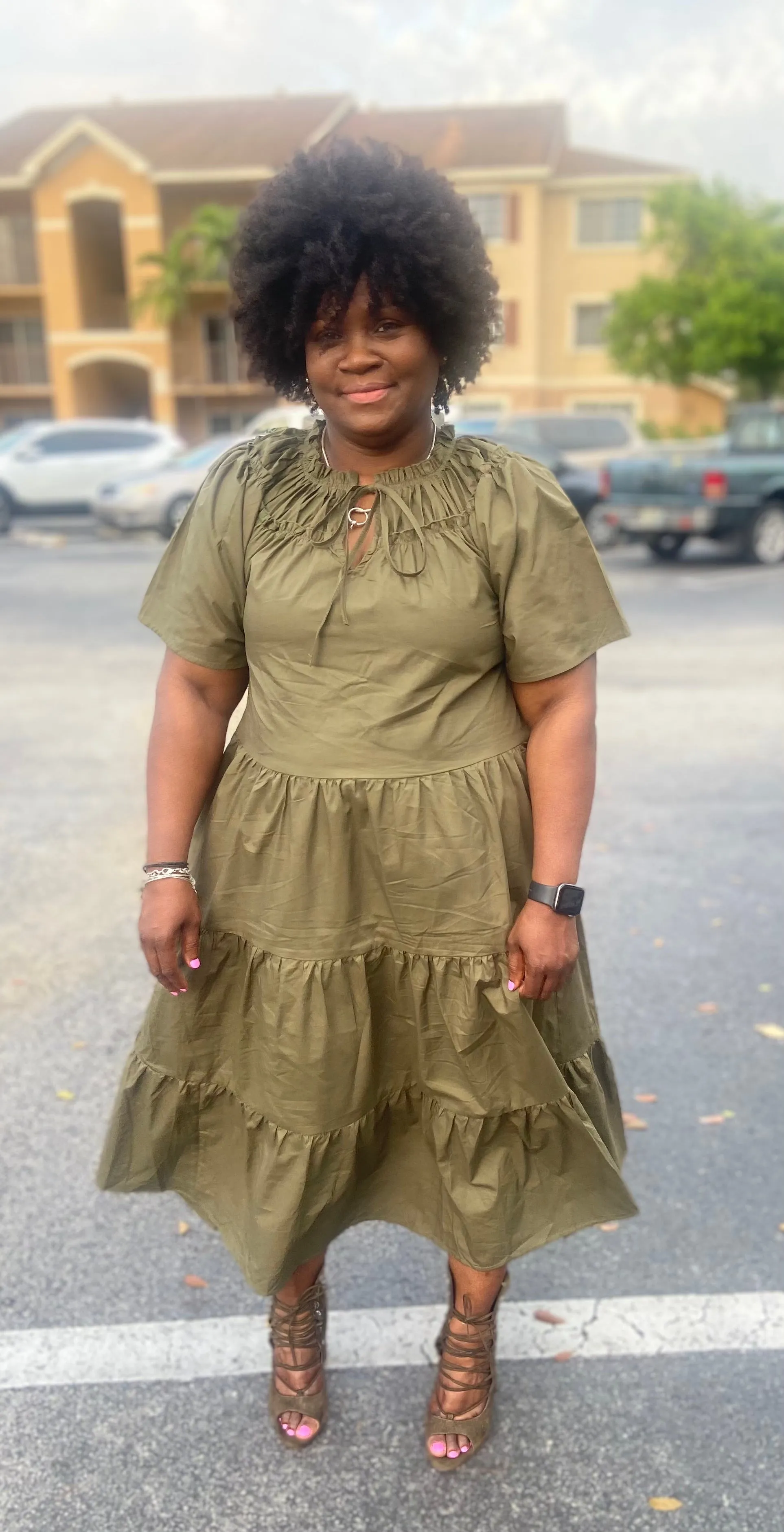 Olive Baby Doll Dress