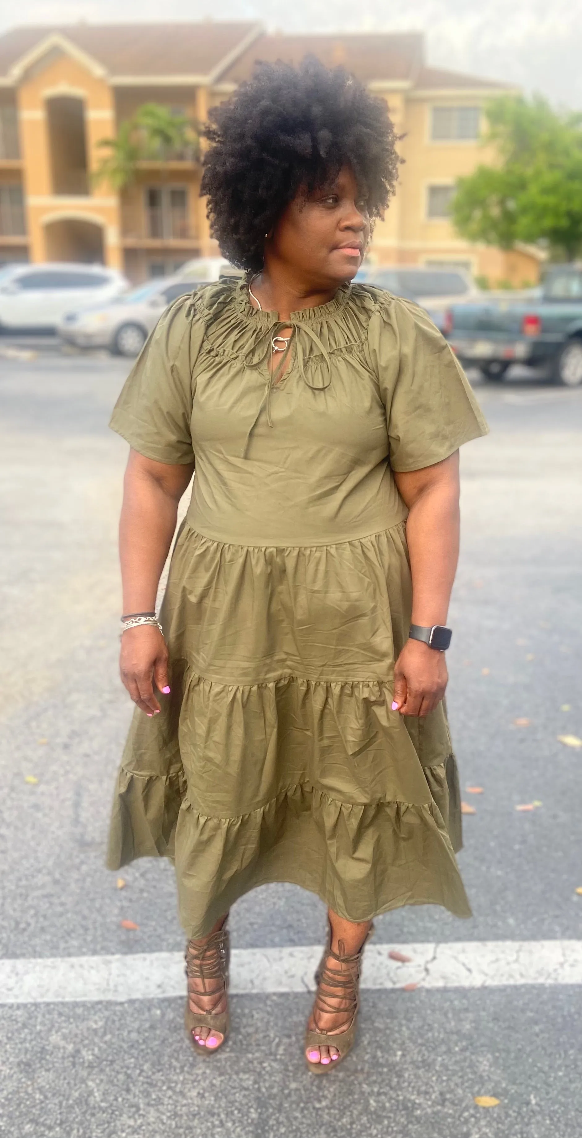 Olive Baby Doll Dress