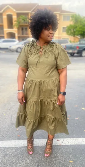 Olive Baby Doll Dress