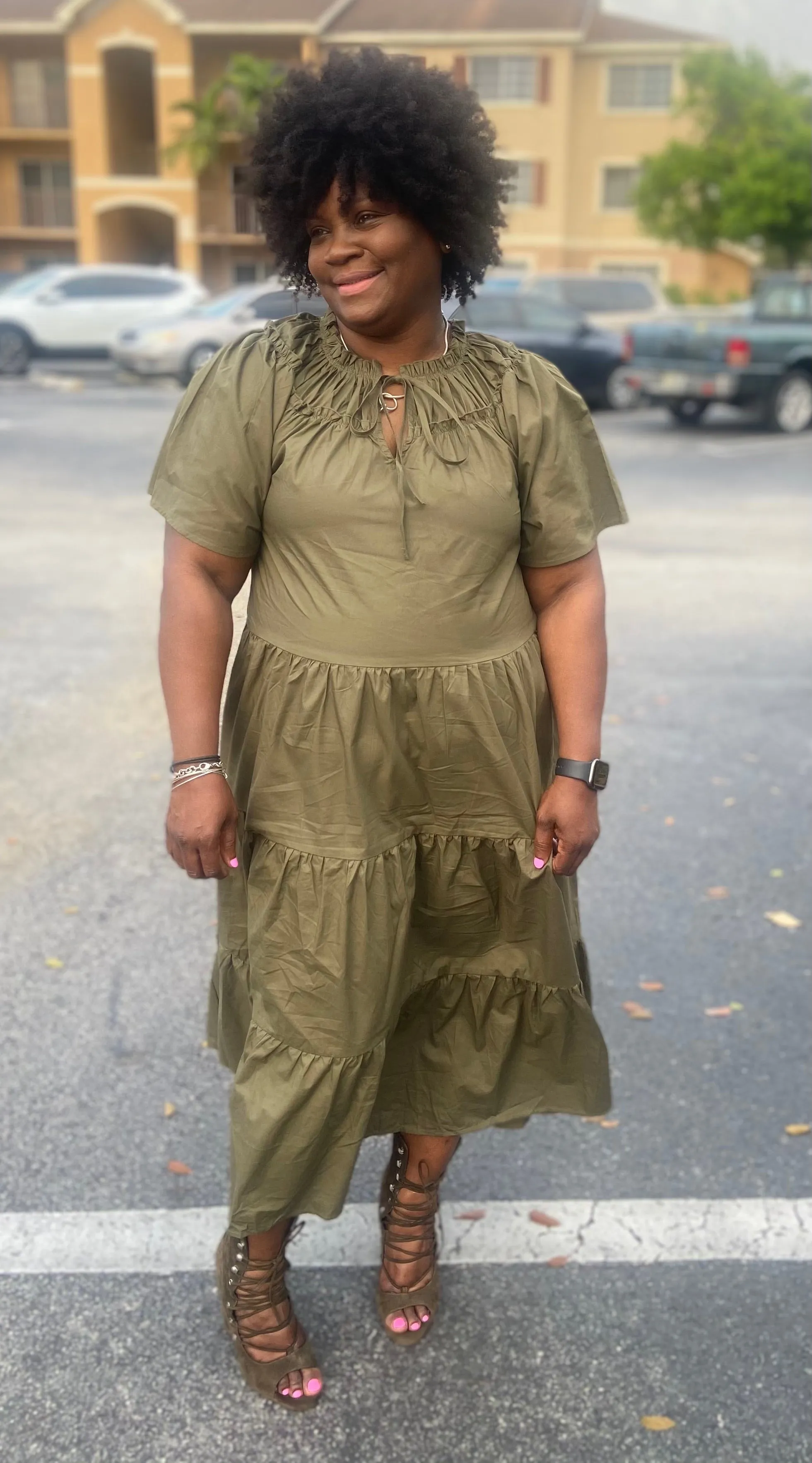 Olive Baby Doll Dress