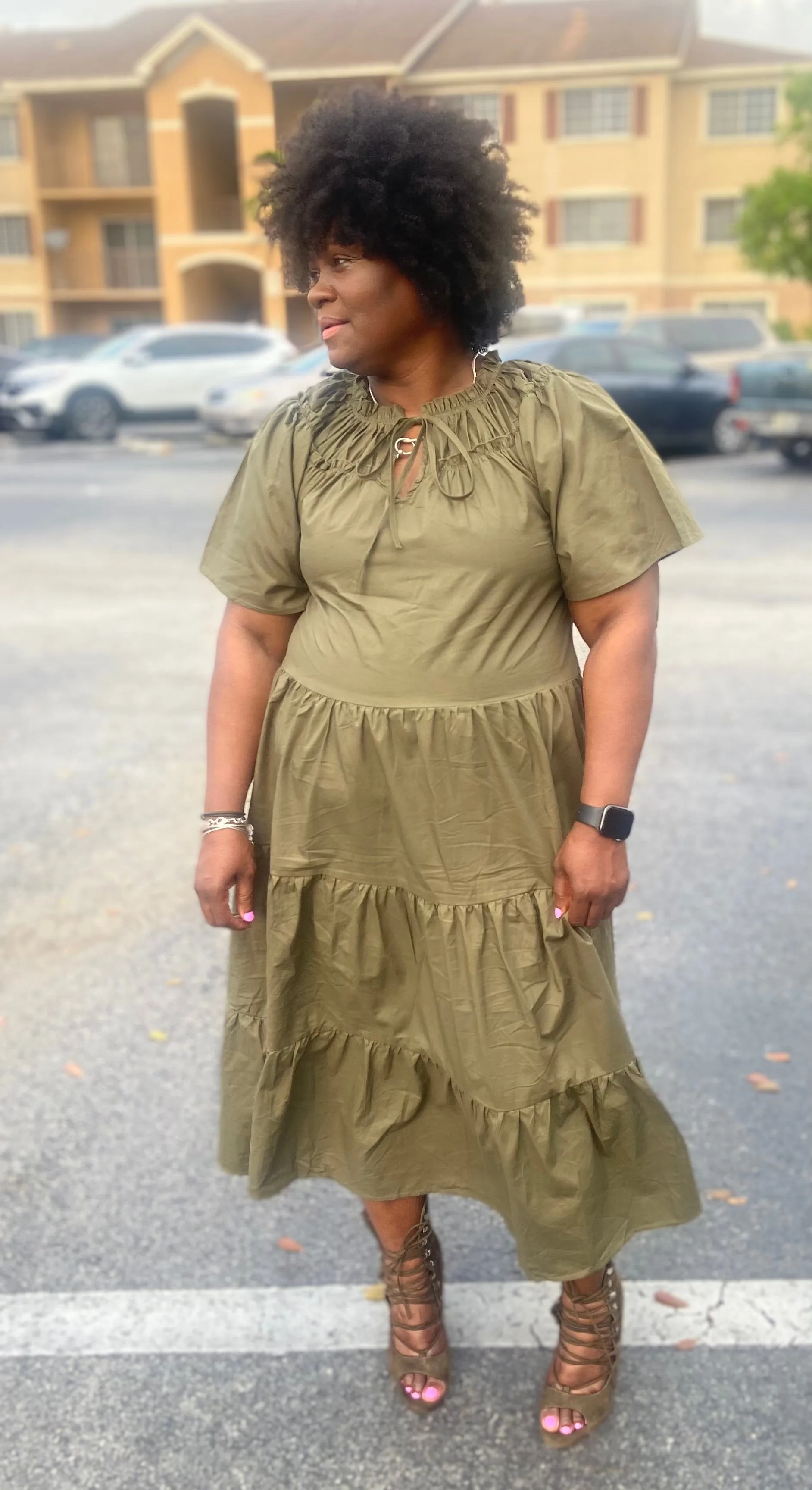 Olive Baby Doll Dress