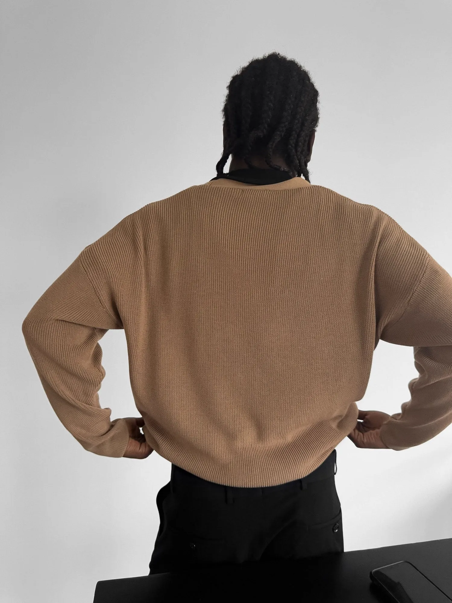 Oversize Crop Cardigan - Cappuccino