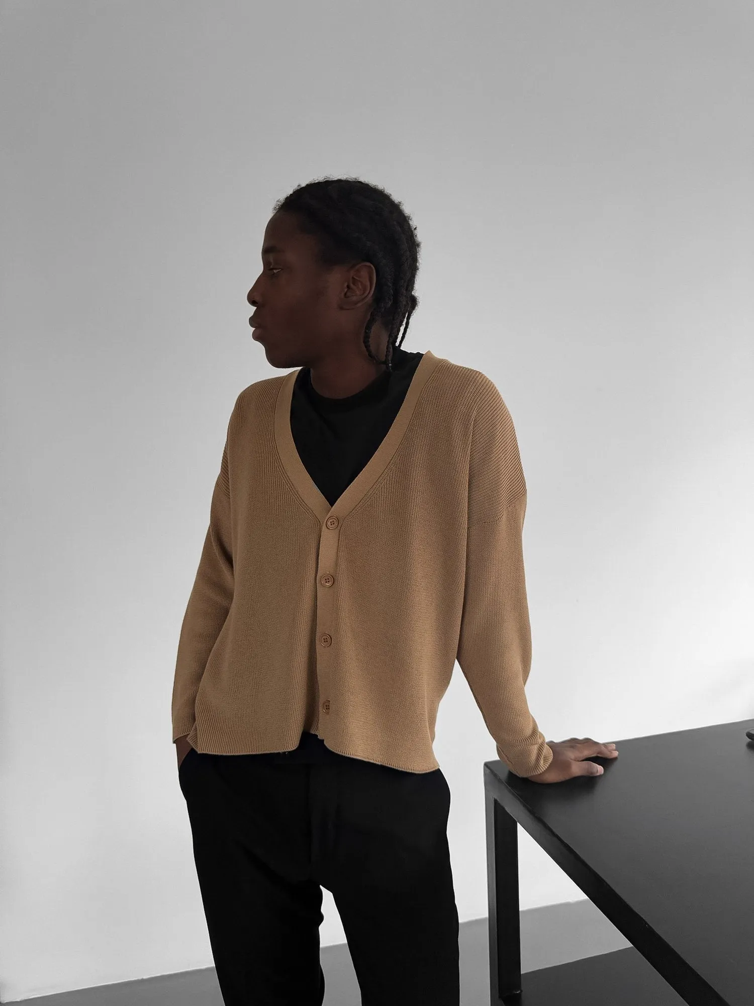 Oversize Crop Cardigan - Cappuccino