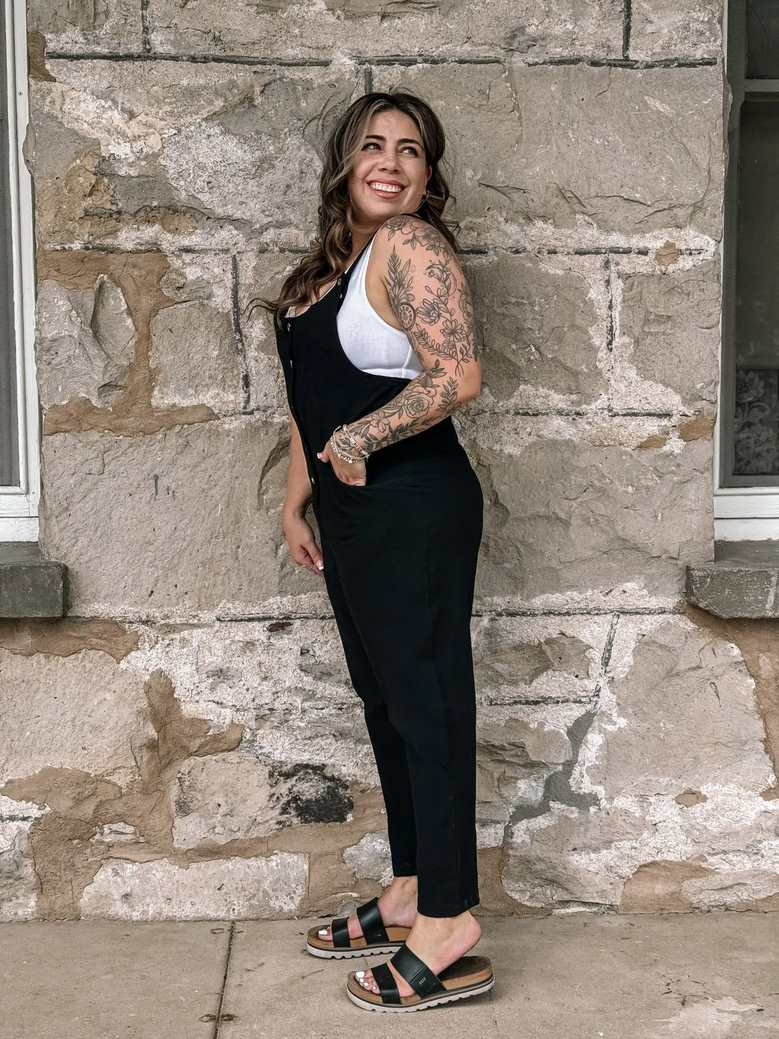 Playtime Button Detailed Baggy Overall Jumpsuit - Black
