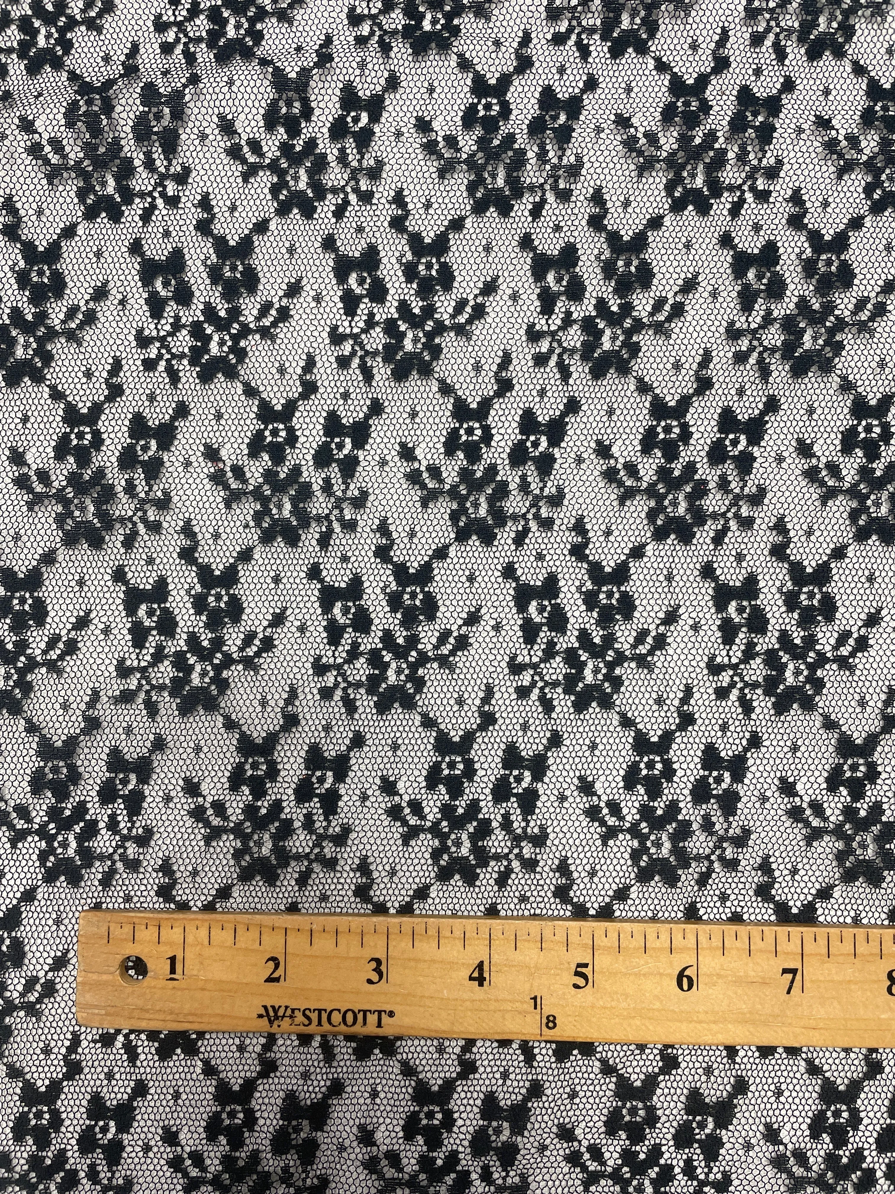Polyester Floral Lace Fabric Vintage - Black
