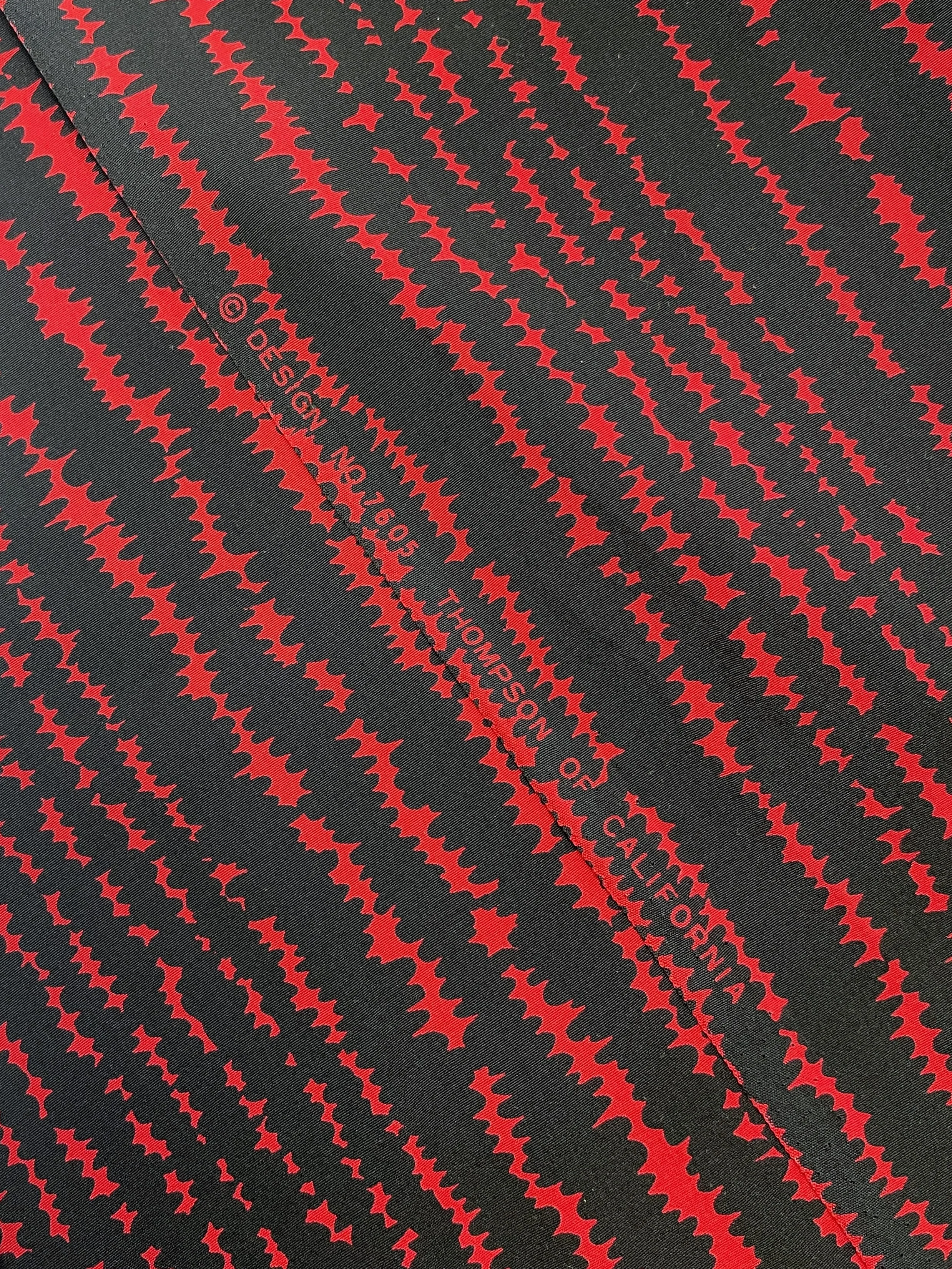 Polyester Vintage - Black with Red Spikey Stripes