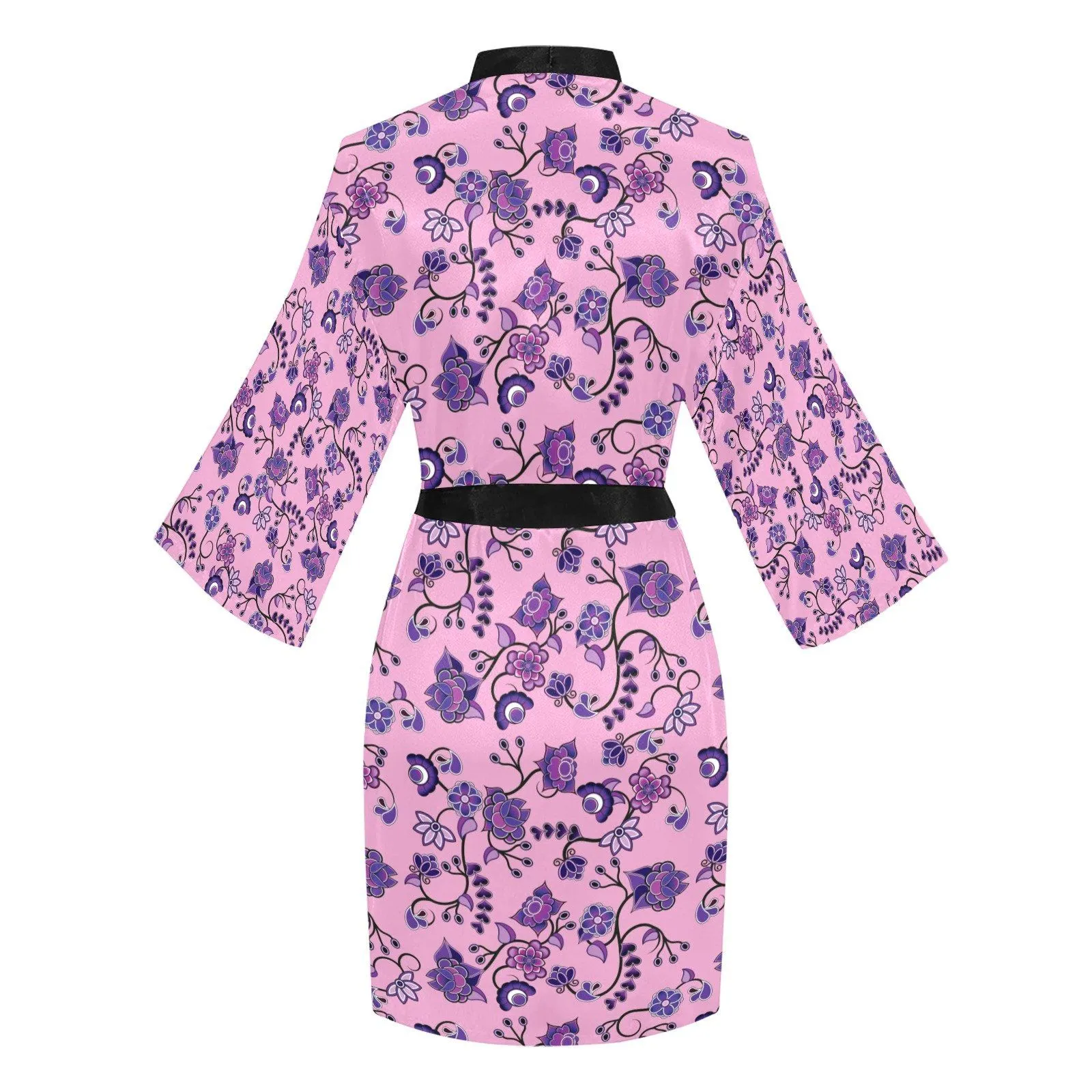 Purple Floral Amour Long Sleeve Satin Robe