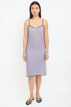 Purple Velvet Trim Sheer Slip Dress