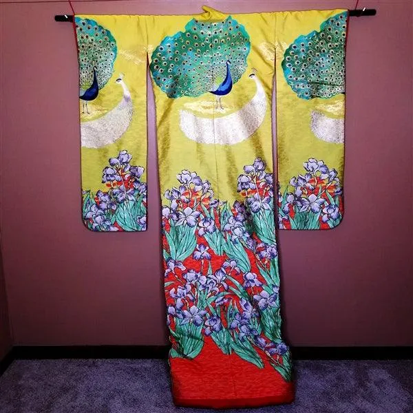 "Peacock Pair" Vintage Wedding Kimono (Uchikake)