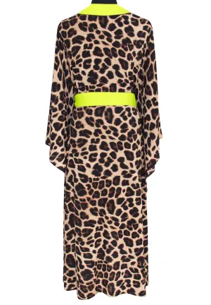 Safari - Brown Leopard Kimono (Neon Yellow)