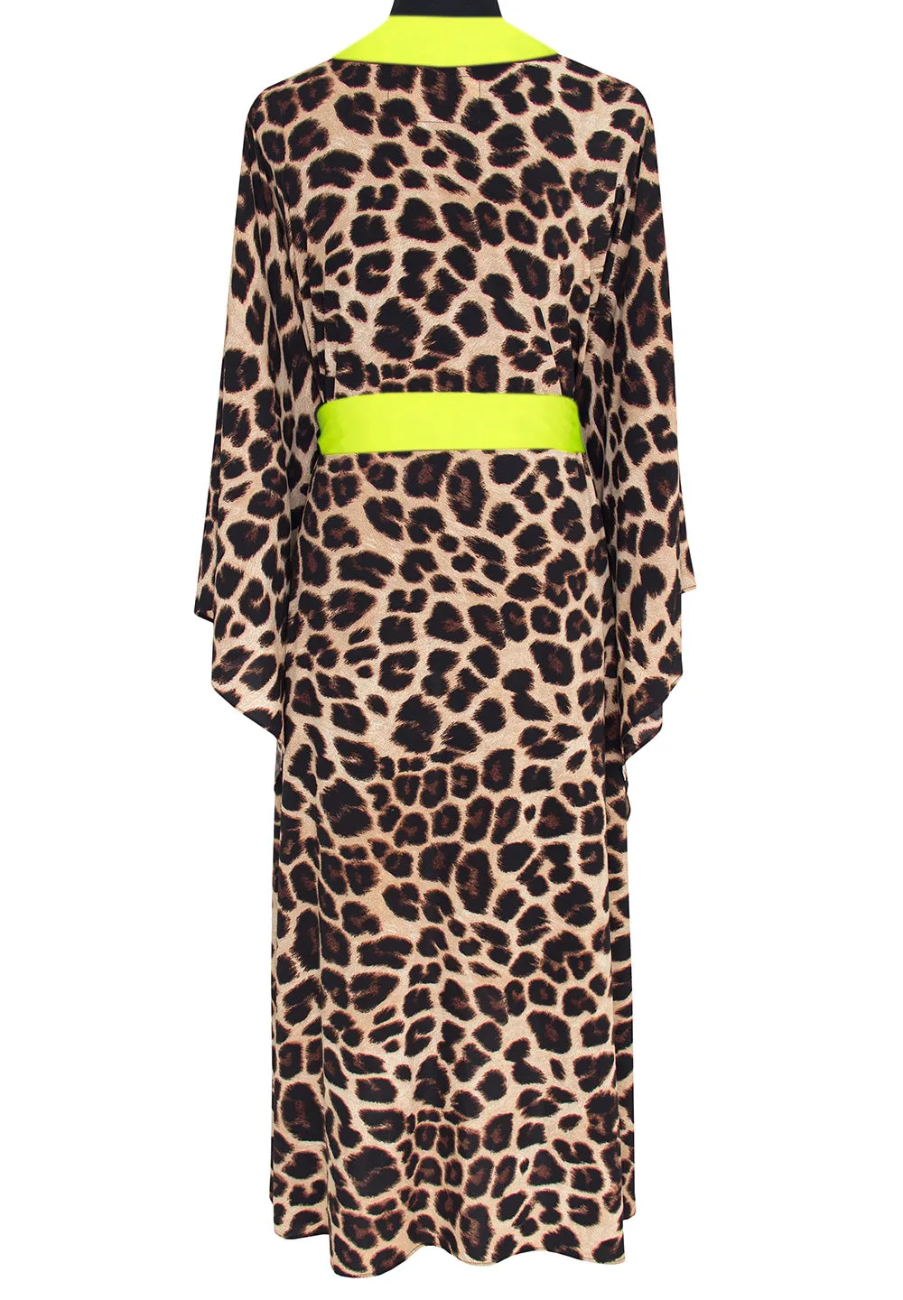 Safari - Brown Leopard Kimono (Neon Yellow)