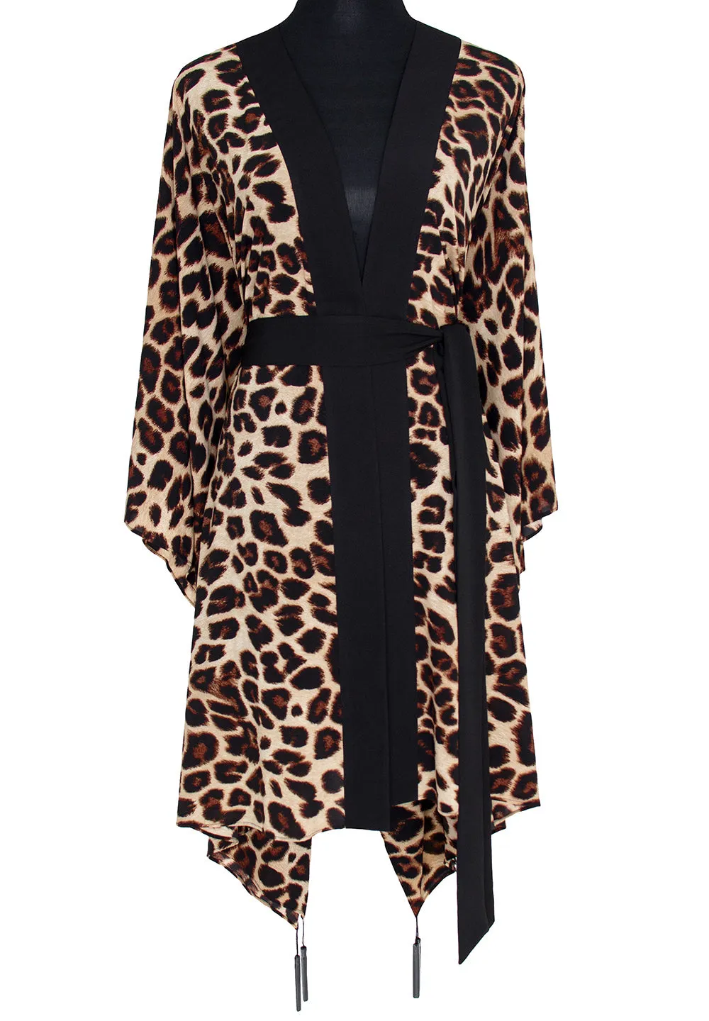 Safari - Brown Leopard Kimono Tiger (Black)