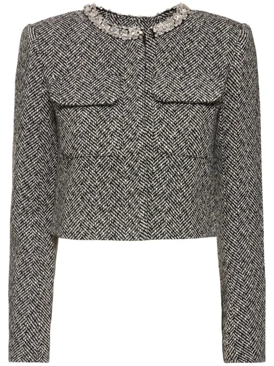 Self-portrait   Embellished herringbone jacket 