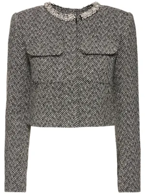 Self-portrait   Embellished herringbone jacket 