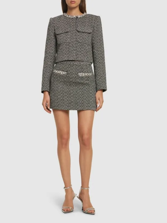 Self-portrait   Embellished herringbone jacket 