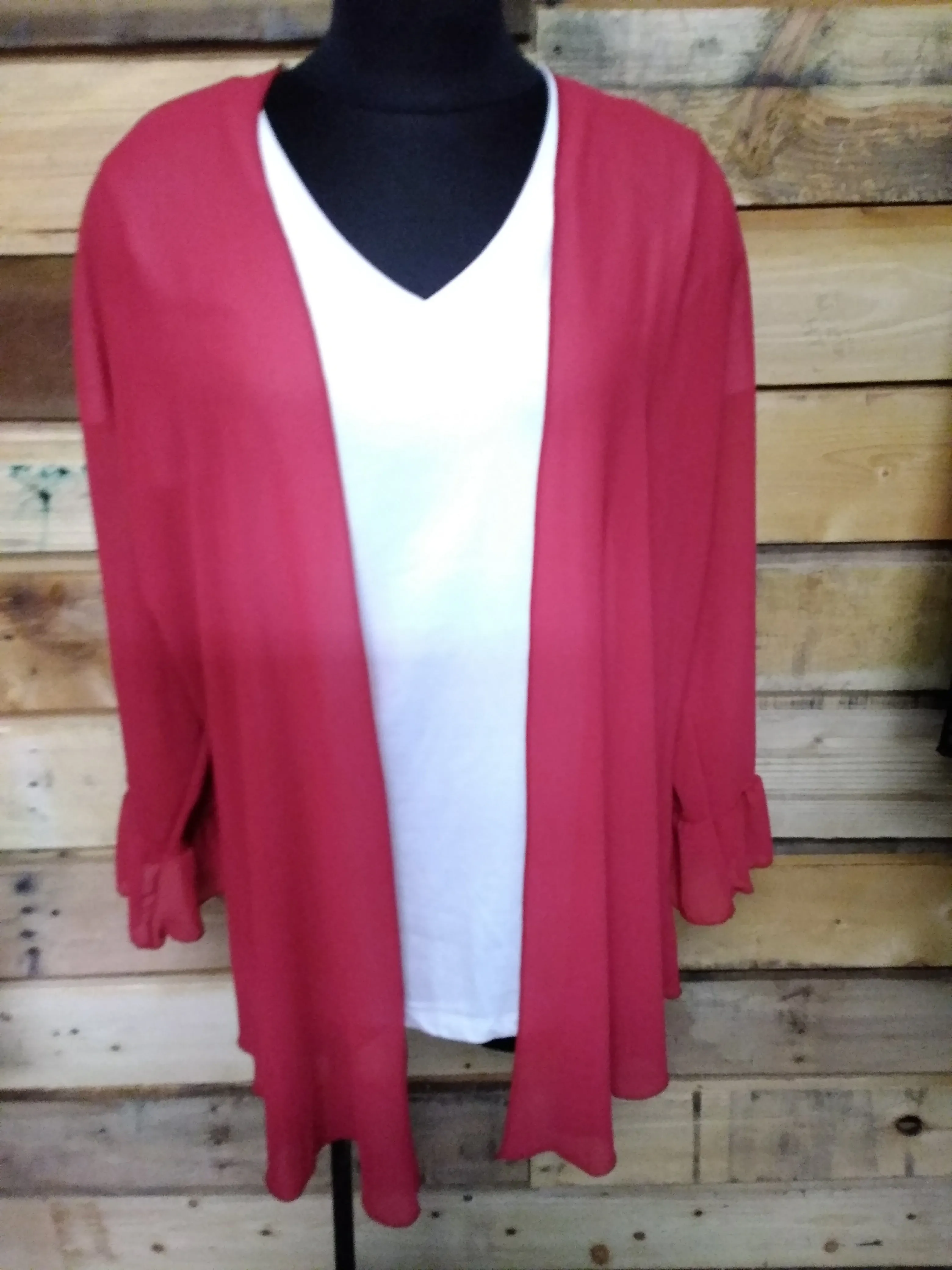 Sheer Kimono with Ruffled Sleeves