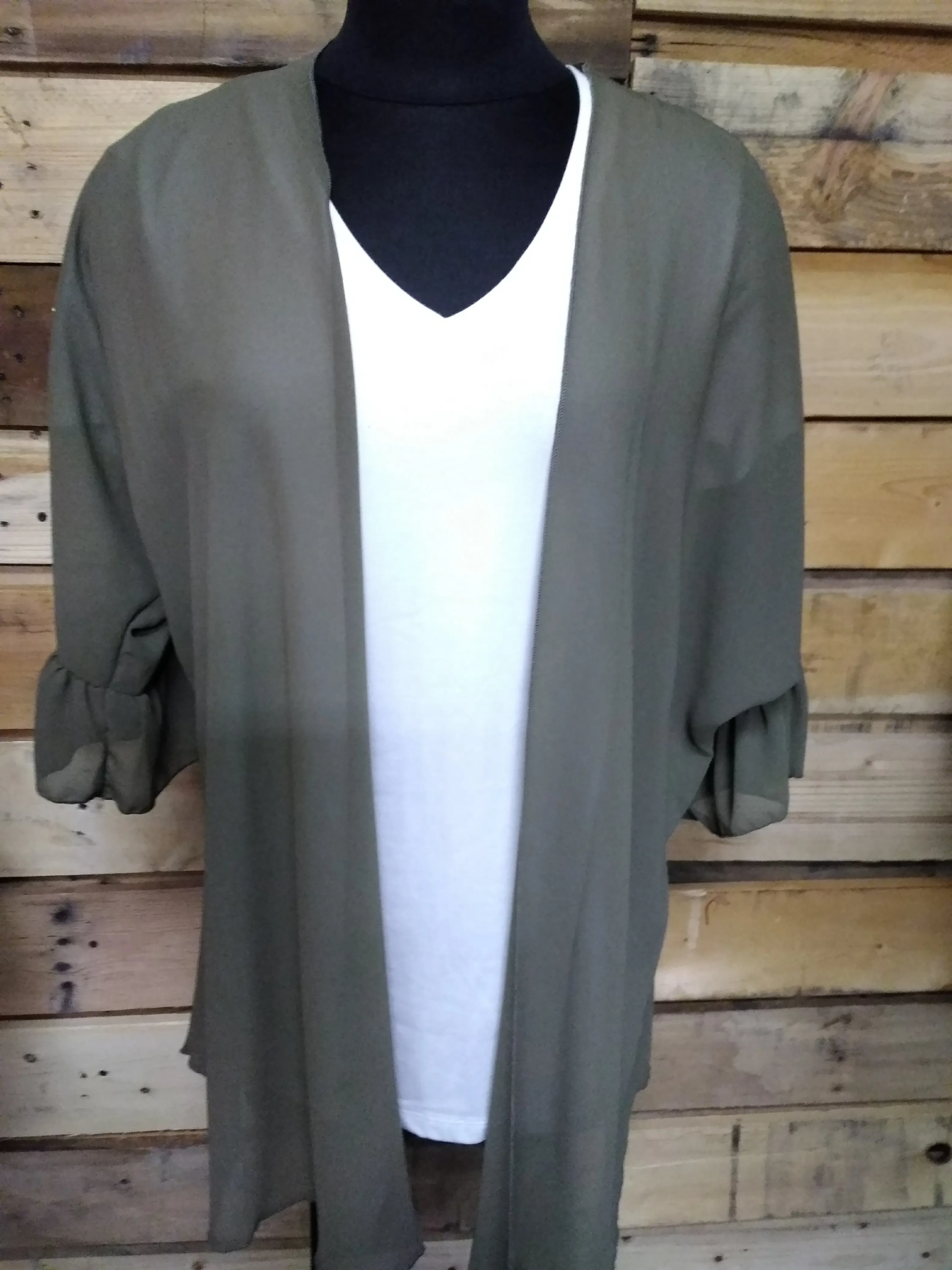 Sheer Kimono with Ruffled Sleeves