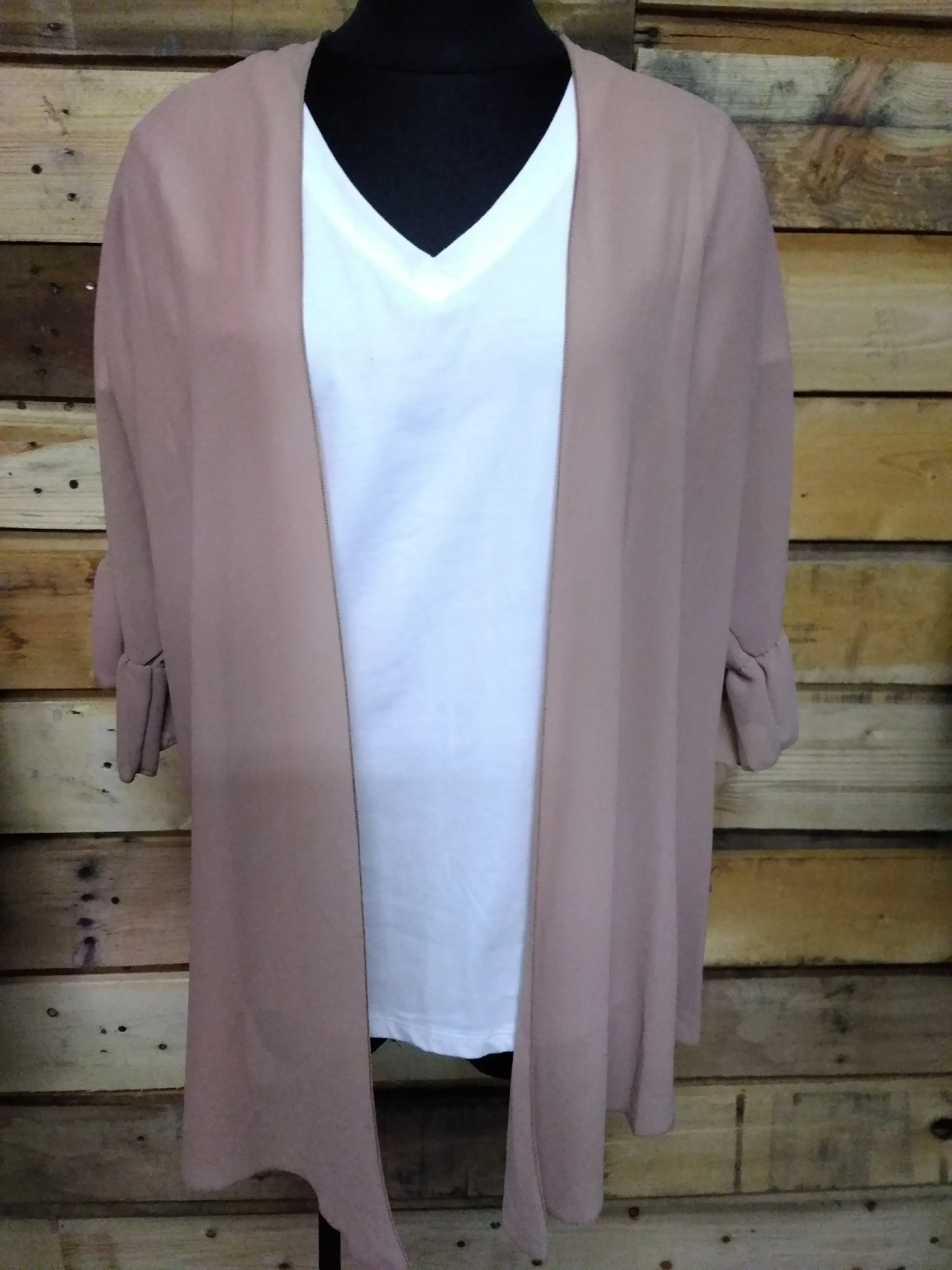Sheer Kimono with Ruffled Sleeves