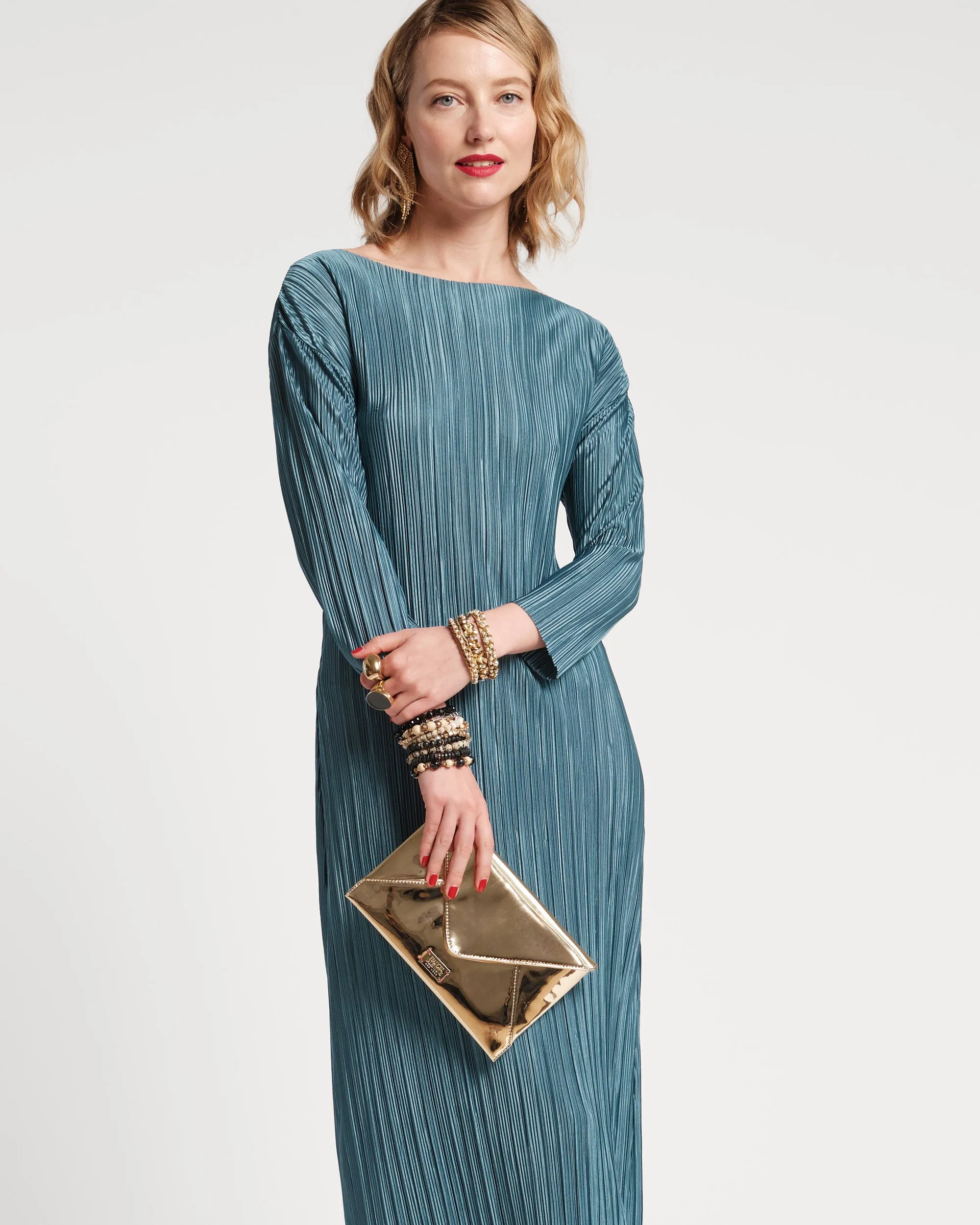 Slinky Pleated Maxi Dress