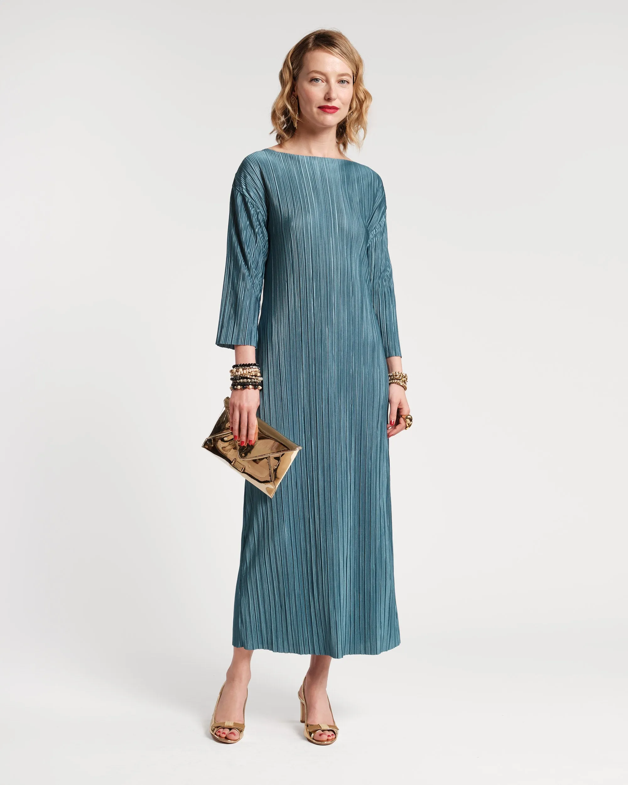 Slinky Pleated Maxi Dress