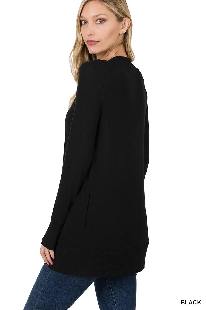Snap Cardigan Button Sweater by Zenana