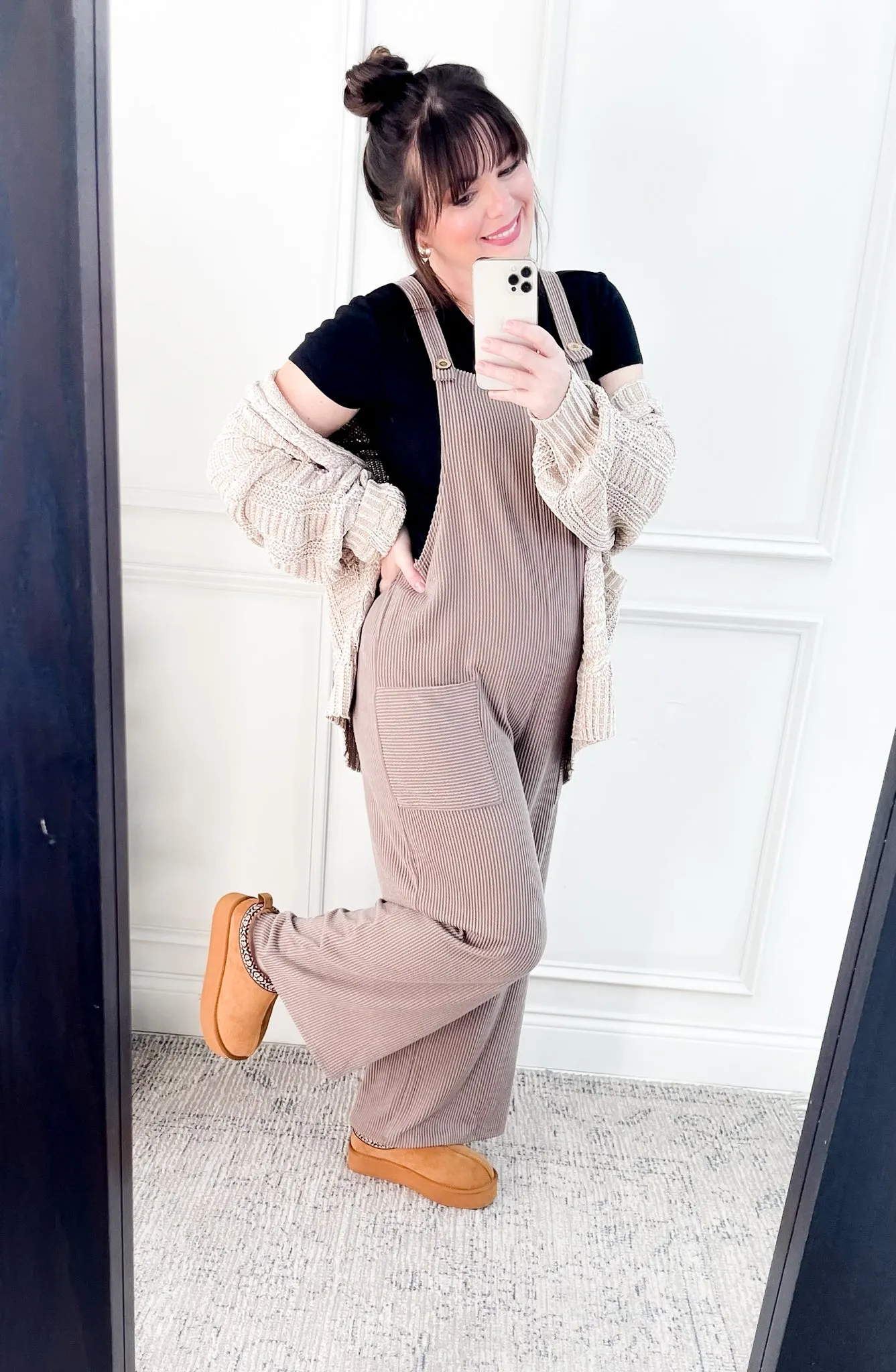 Soft Textured Ribbed Overall Jumpsuit