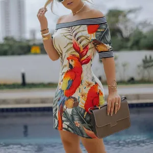 Summer Women Elegant Slim Fit Print Bodycon Party Casual Dress