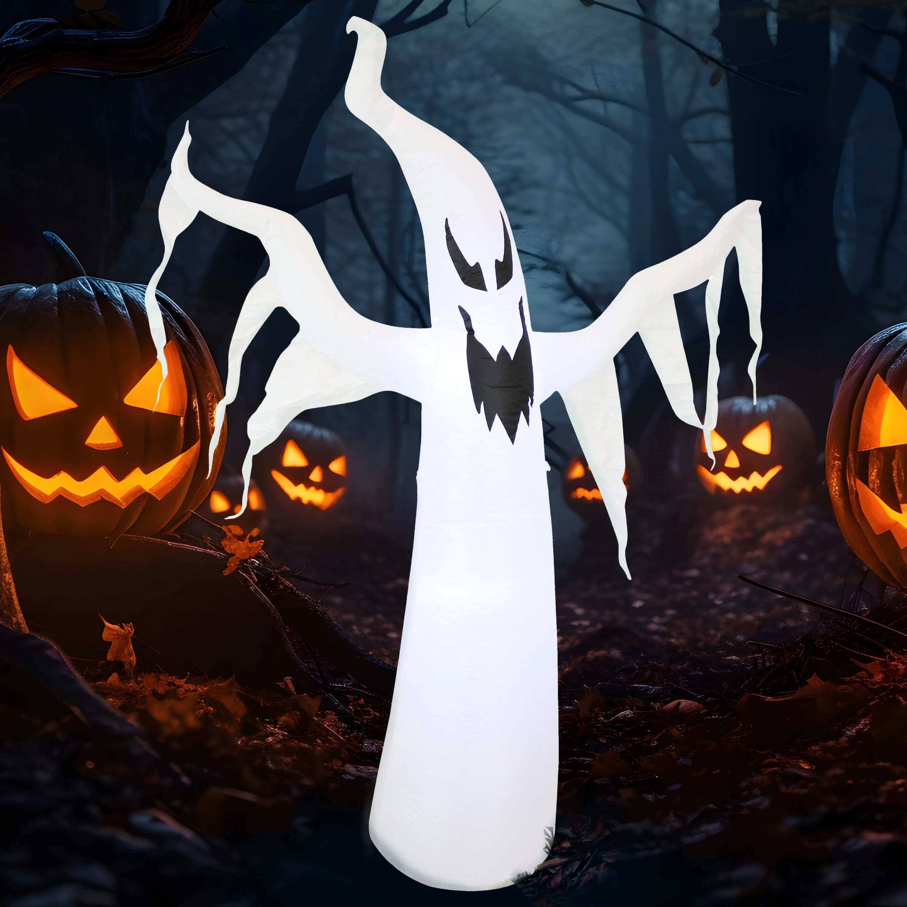 Sunnydaze Diabolical Ghost Inflatable Halloween Decoration - 7'