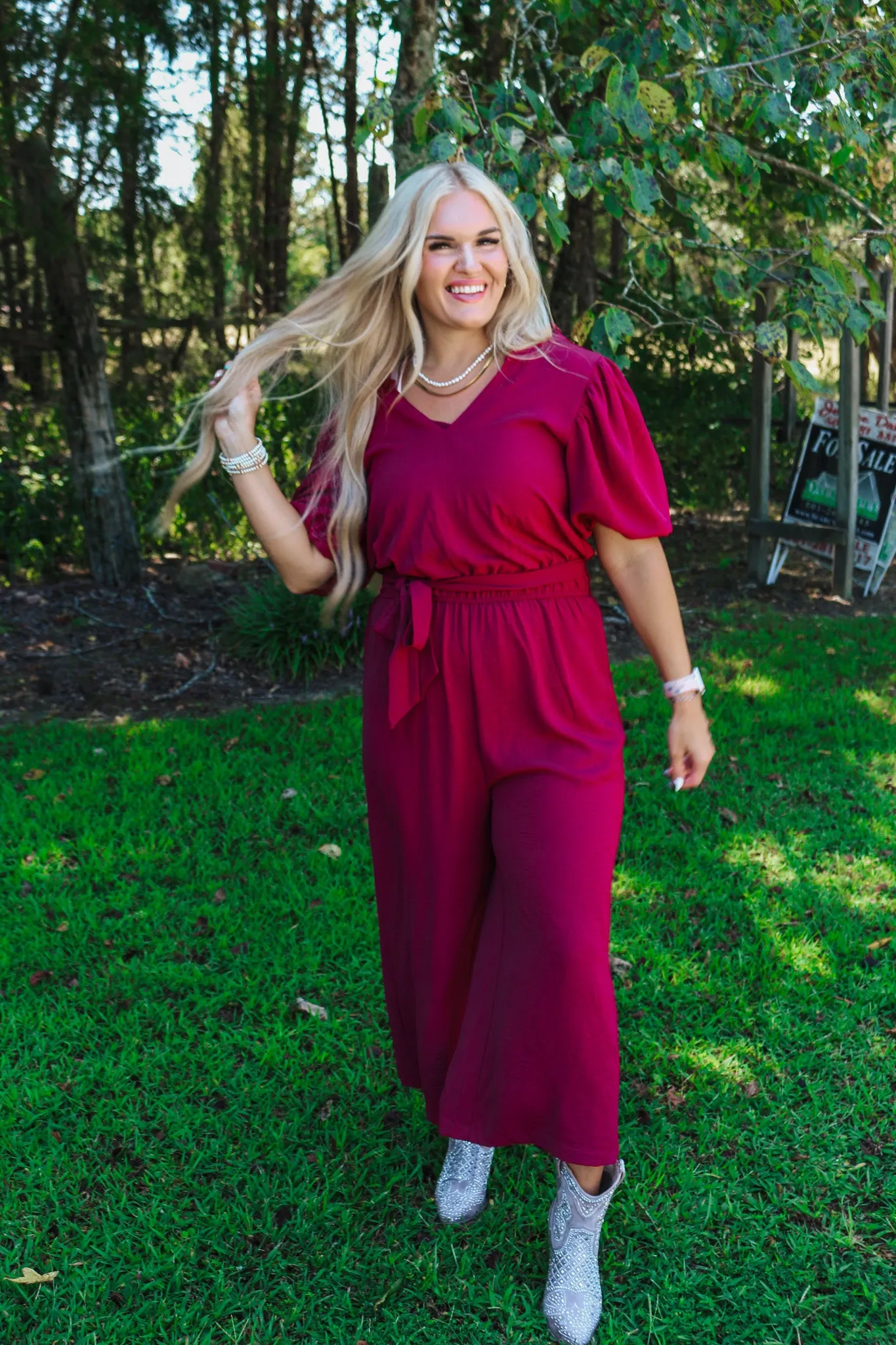 Tell Me A Story Burgundy Jumpsuit