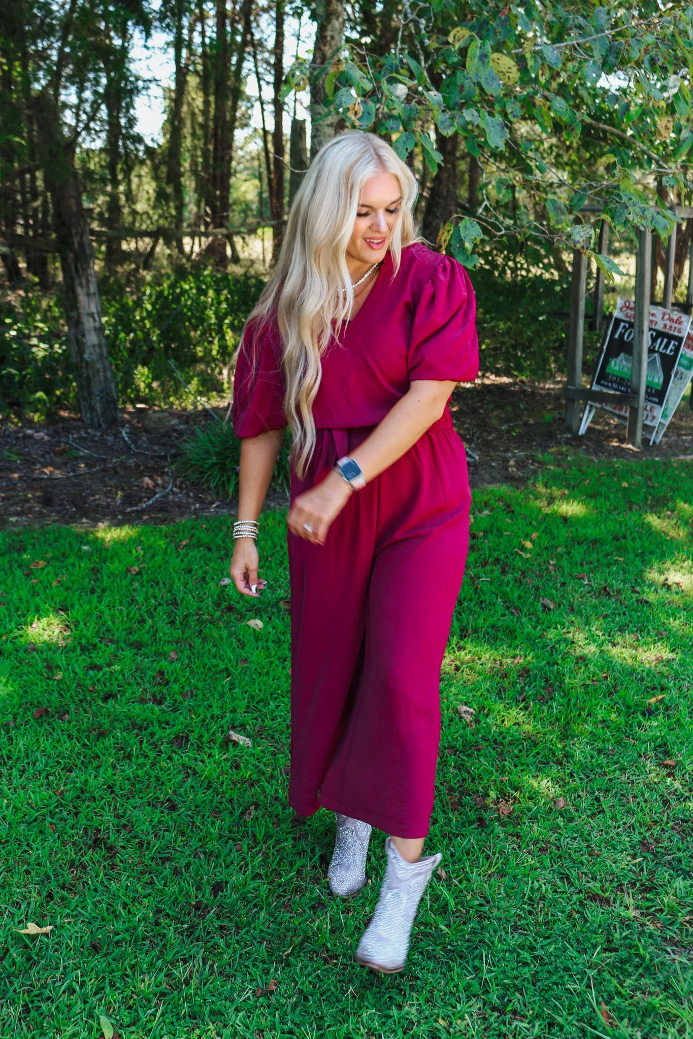 Tell Me A Story Burgundy Jumpsuit