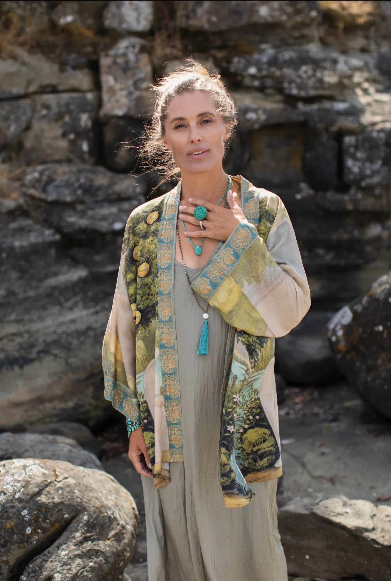 Tree of Life Bamboo Bohemian Kimono Cardigan with Belt - MARKET OF STARS