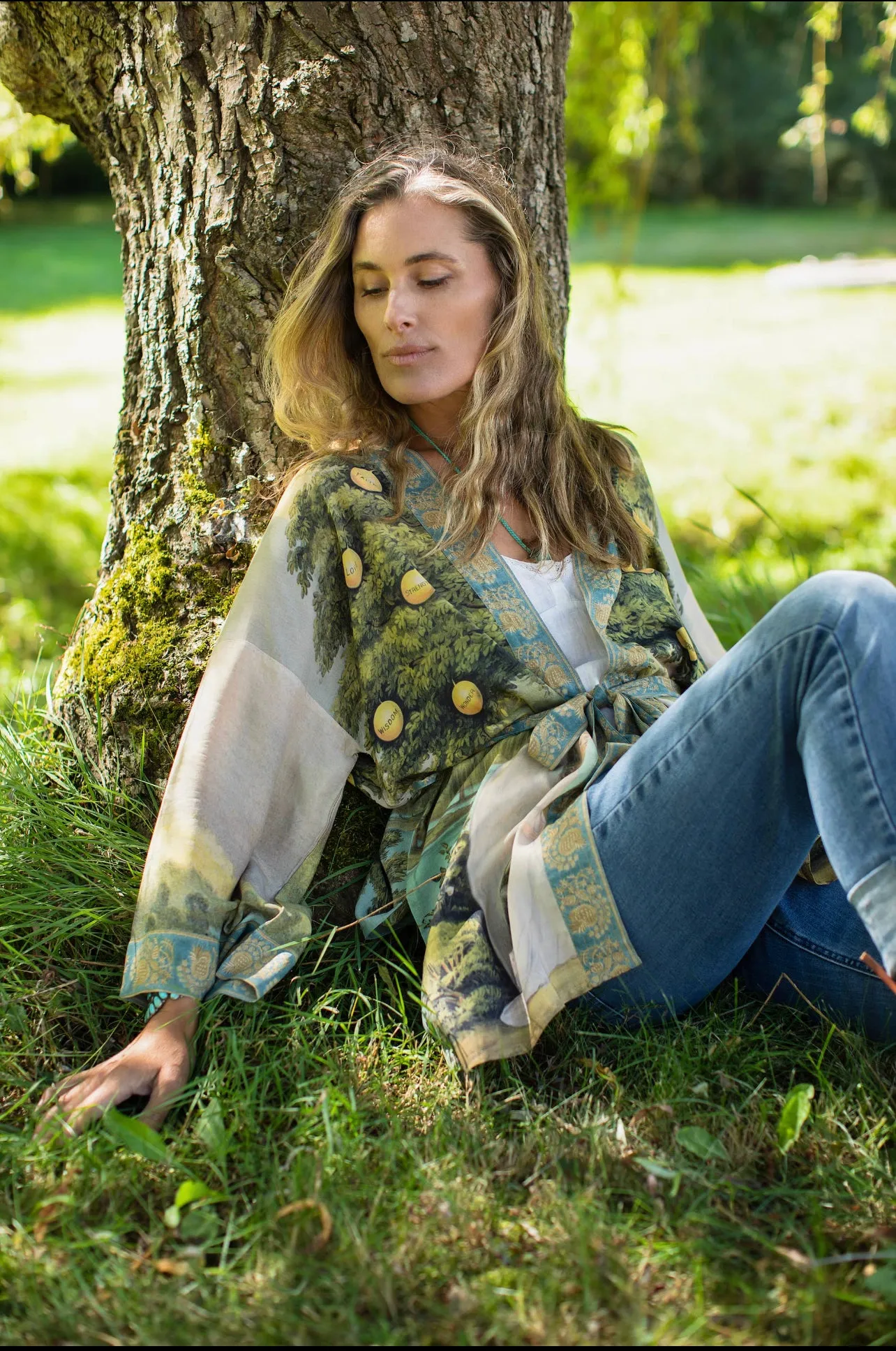 Tree of Life Bamboo Bohemian Kimono Cardigan with Belt - MARKET OF STARS