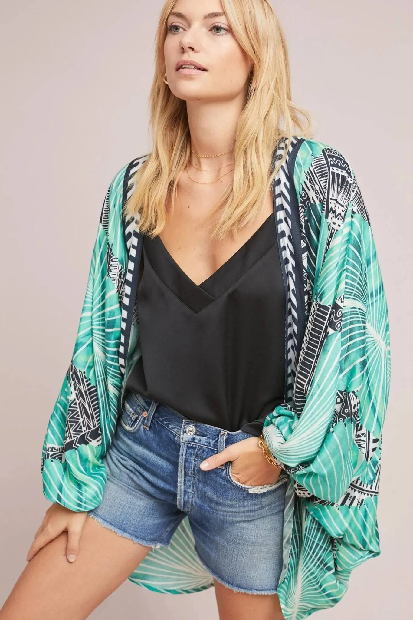 Tribal Print Cocoon Kimono